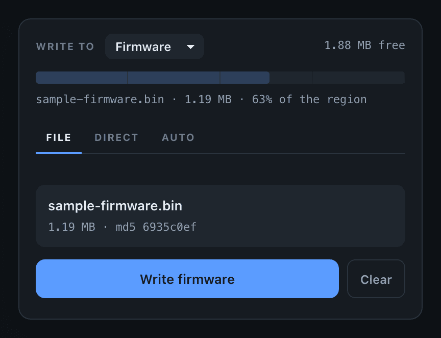 File mode in the ElegantOTA portal