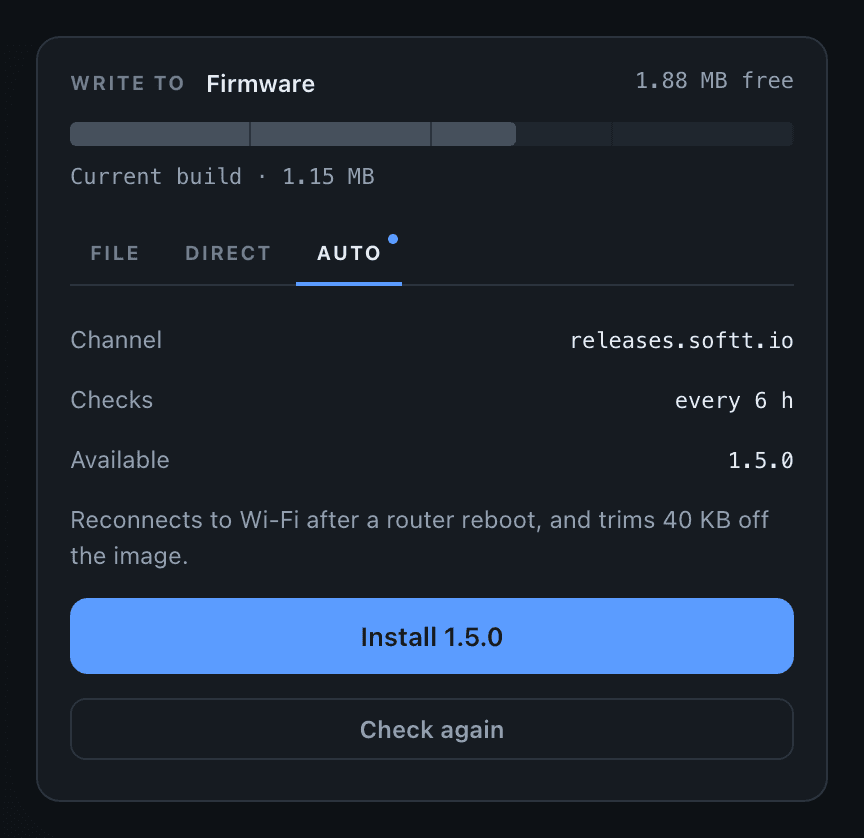 Auto Update in the ElegantOTA Pro portal
