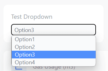 Dropdown card, open