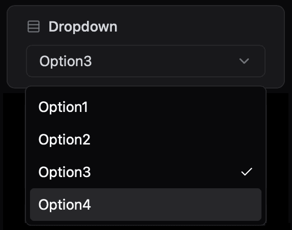 Dropdown card with the option list open