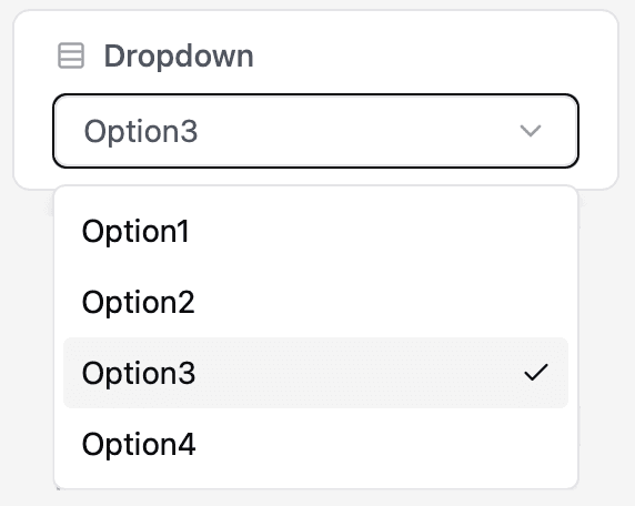 Dropdown card with the option list open