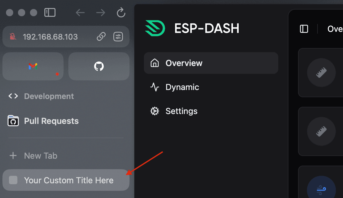 Custom dashboard title in a browser tab