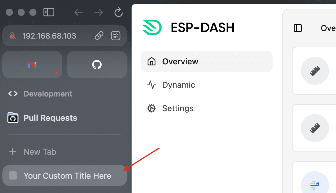 Custom dashboard title in a browser tab