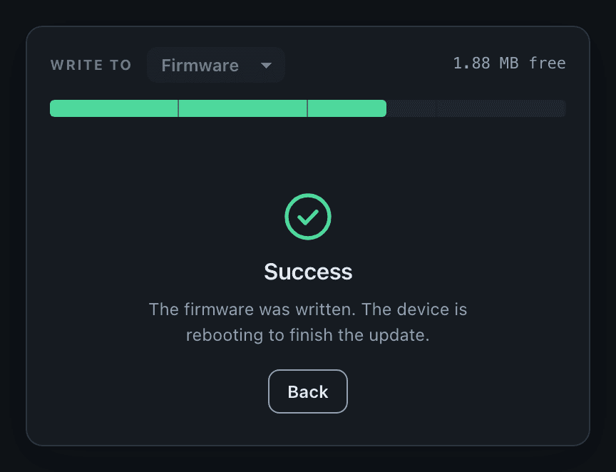 Successful update in the portal