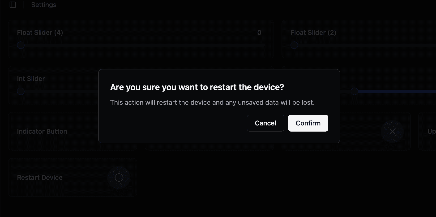 Action button confirmation dialog
