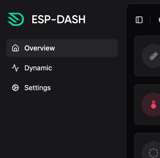 Tabs in the dashboard sidebar