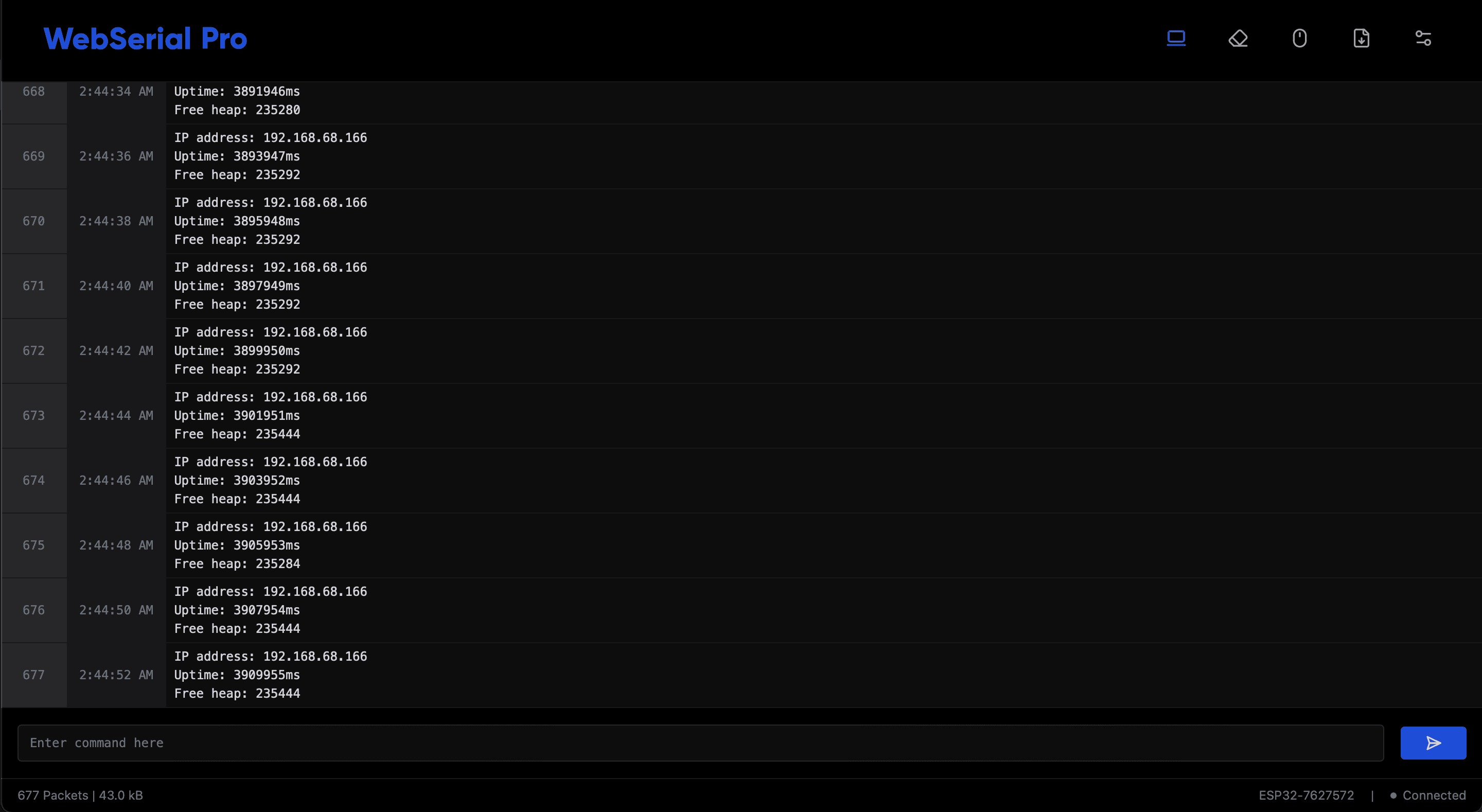 Terminal with a small font size