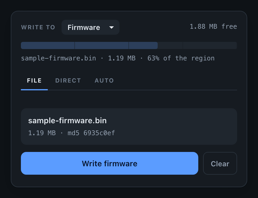 File mode in the ElegantOTA portal