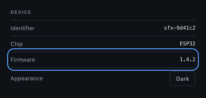 Firmware version in the portal