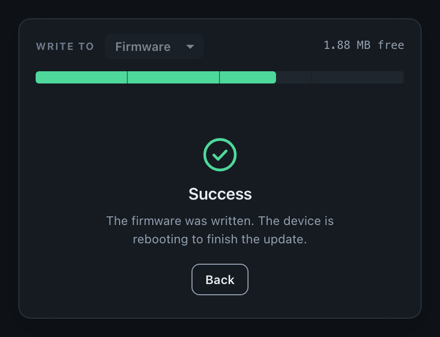 Successful update in the portal