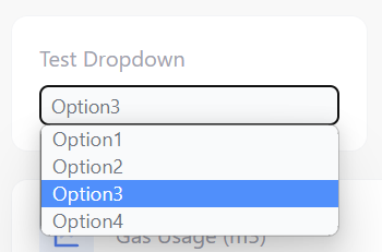 Dropdown card, open