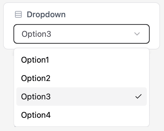 Dropdown card with the option list open